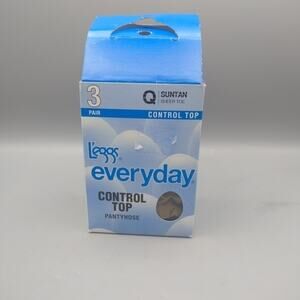L'eggs Everyday 2-Pair Control Top Suntan Sheer Toe Pantyhose Q-Large 14796 USA